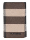 Check Leather Key Case Brown - BURBERRY - BALAAN.