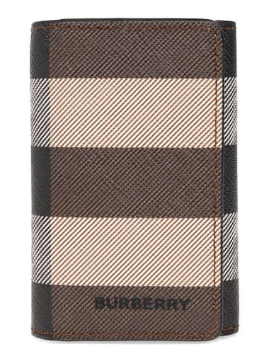 Check Leather Key Holder Brown - BURBERRY - BALAAN 1