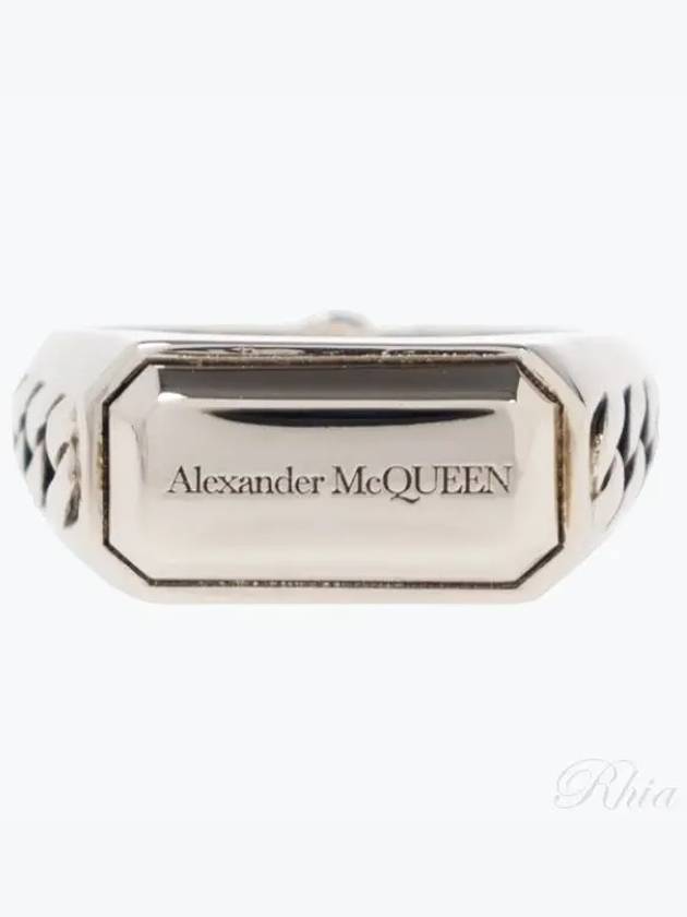 Signet Chain Ring Silver - ALEXANDER MCQUEEN - BALAAN 2