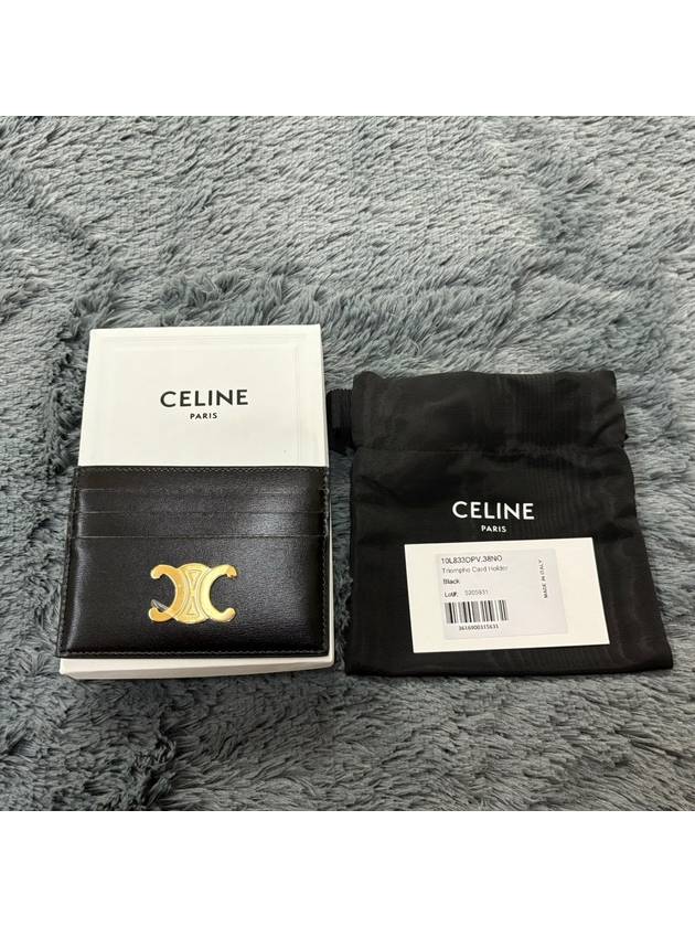 Triomphe Shiny Calfskin Card Wallet Black - CELINE - BALAAN 4