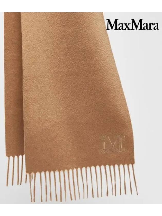 Wsdahlia Embroid M Logo Fringe Cashmere Muffler Camel - MAX MARA - BALAAN 3