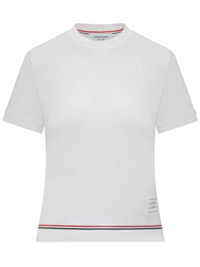 Cotton Pique Short Sleeve T-Shirt White - THOM BROWNE - BALAAN 2