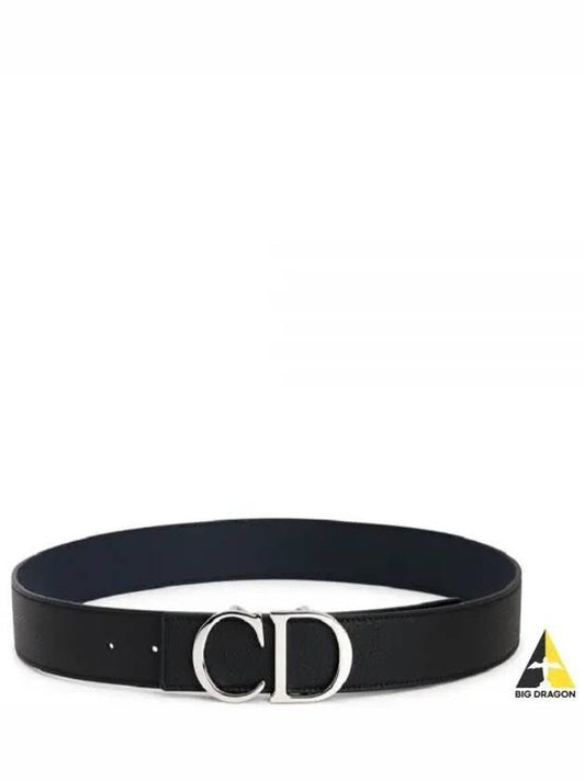 CD Logo Reversible Leather Belt Black Navy - DIOR - BALAAN 2