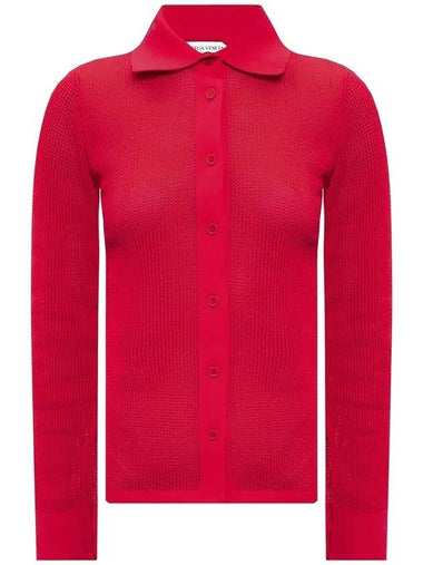 Women's Cotton Slim Cardigan Red - BOTTEGA VENETA - BALAAN 1