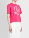 Big Logo Lettering Print Cropped Short Sleeve T-Shirt Pink - MONCLER - BALAAN 4