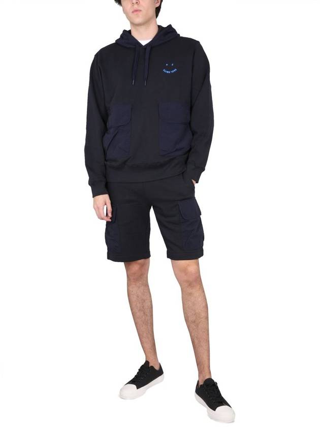 PS Happy Contrast Nylon Hoodie Navy - PAUL SMITH - BALAAN 3