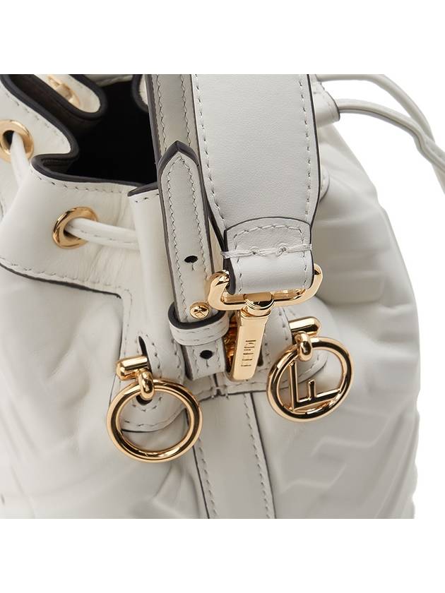 Mon Tresor FF Motif Leather Mini Bucket Bag White - FENDI - BALAAN 9