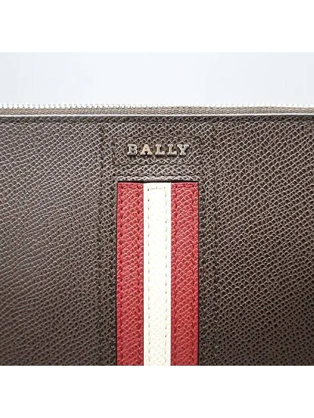 THALDEN LT 21 Brown Leather Metal Logo Three Stripes Clutch Bag - BALLY - BALAAN 3