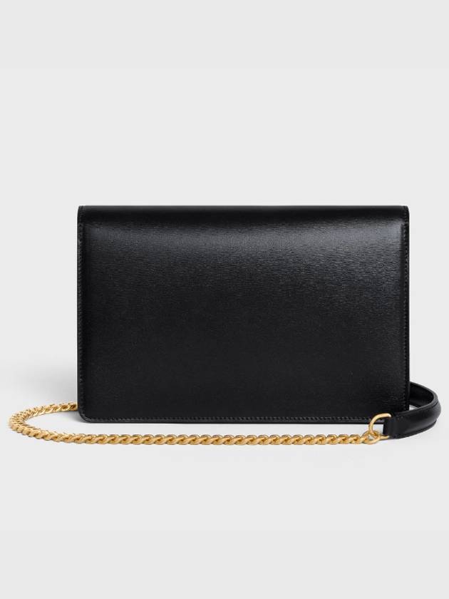 Triomphe Chain Shiny Calfskin Half Wallet Black - CELINE - BALAAN 4