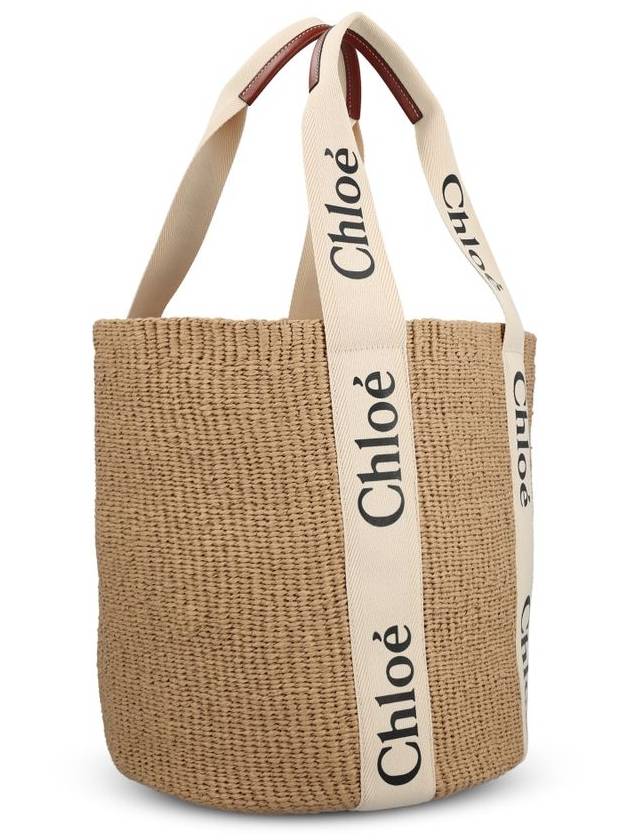 Large Woody Basket Tote Bag White Beige - CHLOE - BALAAN 4