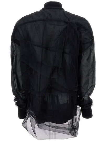 Black Jacket With Tulle Design In Technical Fabric Woman - RICK OWENS - BALAAN 2