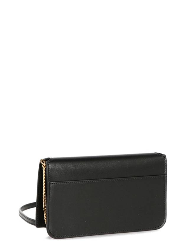 Gold Monogram Phone Holder Crossbody Bag with Strap in Smooth Leather Black - SAINT LAURENT - BALAAN 5