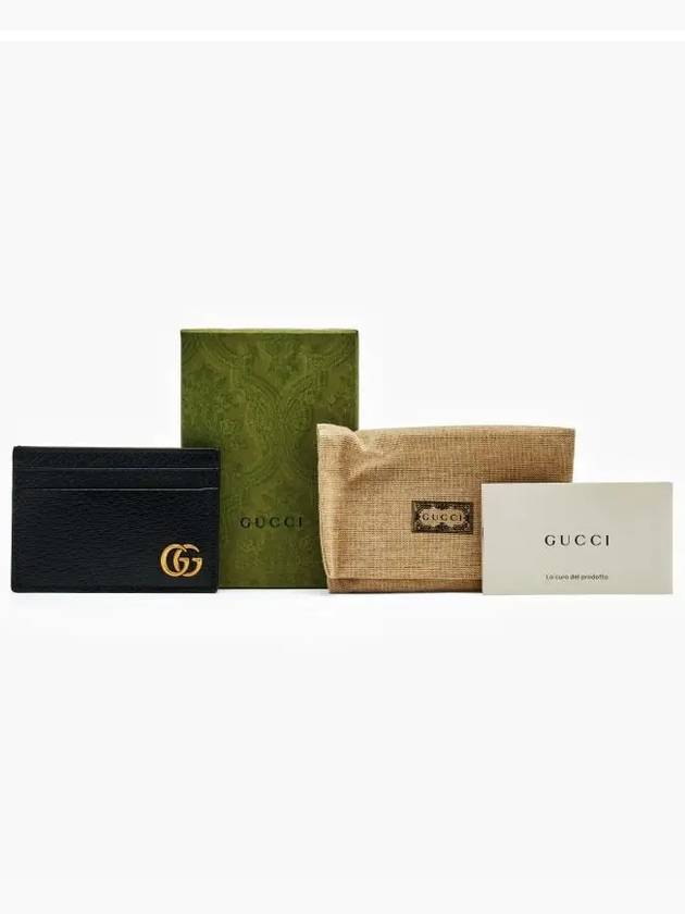 GG Marmont Leather Card Wallet Black - GUCCI - BALAAN 5