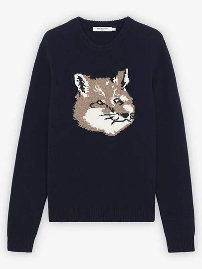 Men's Big Fox Head Classic Pullover Wool Knit Top Navy - MAISON KITSUNE - BALAAN 2