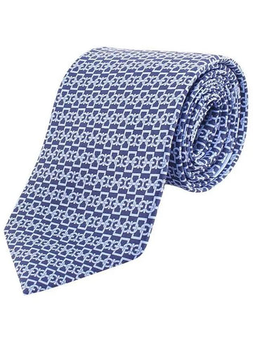 Bow Print Silk Tie Navy Blue - SALVATORE FERRAGAMO - BALAAN 1