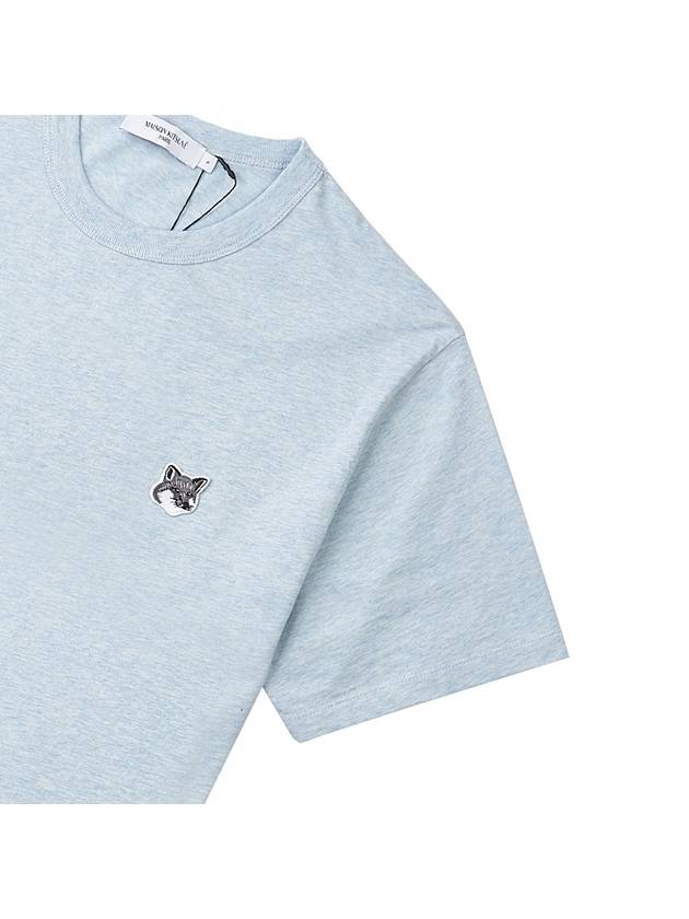 Grey Fox Head Patch Classic Short Sleeve T-Shirt Light Blue - MAISON KITSUNE - BALAAN 5