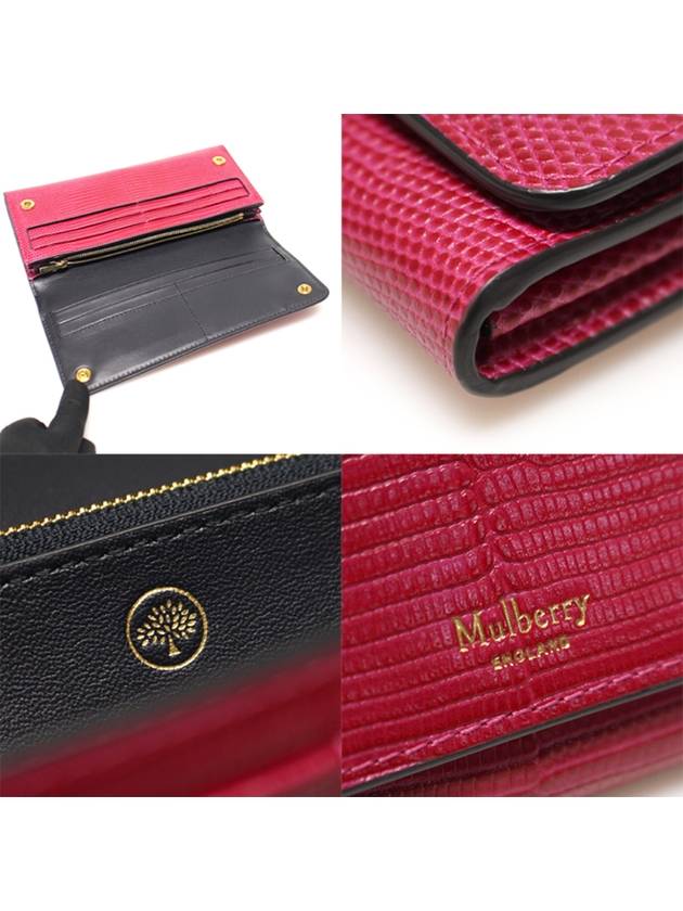 Women s Mulberry RL5399 Pink Lizard Embossed Leather Gold plated Continental Flap Long Wallet gt Gangbuk used luxury goods - MULBERRY - BALAAN 8