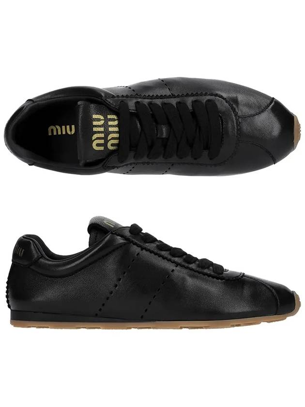 Plume Nappa Leather Low Top Sneakers Black - MIU MIU - BALAAN 5