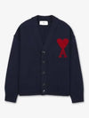 De Coeur Logo Wool Cardigan Navy - AMI - BALAAN 2