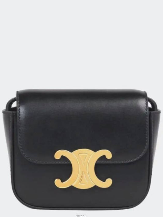 Triomphe Small Shiny Calfskin Cross Bag Black - CELINE - BALAAN 2