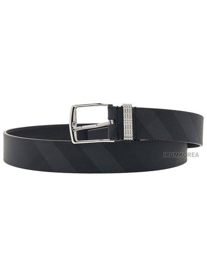 Checked Leather Belt Charcoal - BURBERRY - BALAAN 2