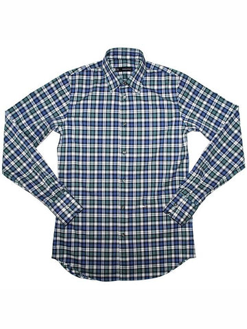 Check Long Sleeve Shirt Blue - DSQUARED2 - BALAAN.