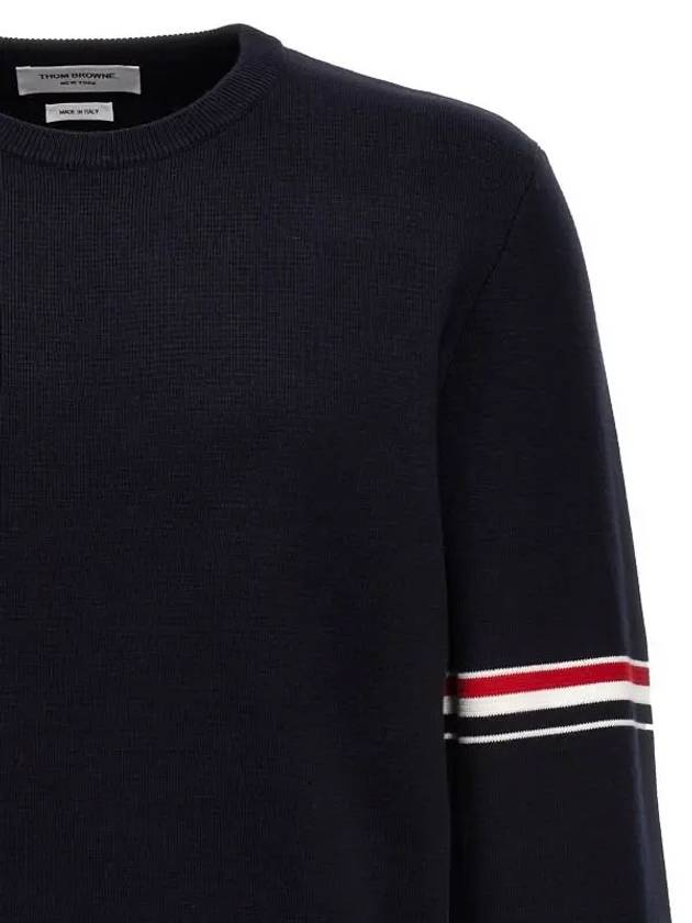 Men's Milan Stitch Armband Crew Neck Knit Top Navy - THOM BROWNE - BALAAN 7