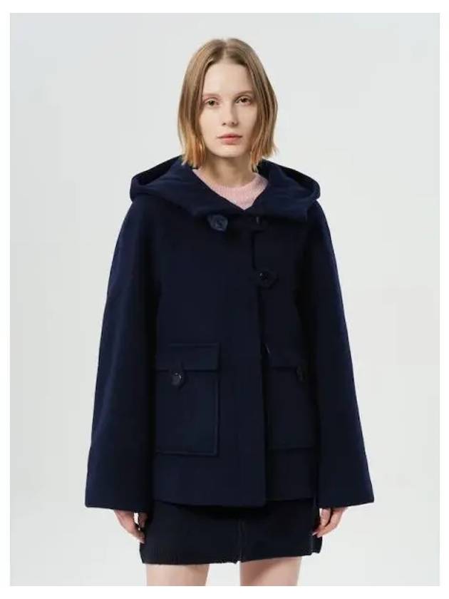 Boiled wool midi jacket navy domestic product GM0024093015498 - GANNI - BALAAN 1