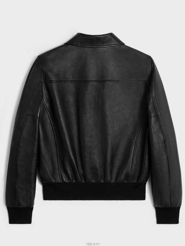 Biker Leather Jacket Black - CELINE - BALAAN 4