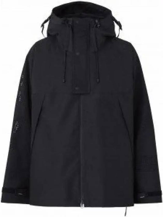 Men's Perforated Logo Zip-Up Hoodie Black - BURBERRY - BALAAN 2