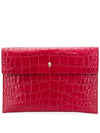 Gold Skull Envelope Crocodile Leather Clutch Bag Red - ALEXANDER MCQUEEN - BALAAN.