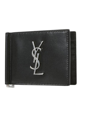 Monogram Money Clip Half Wallet Black - SAINT LAURENT - BALAAN 1