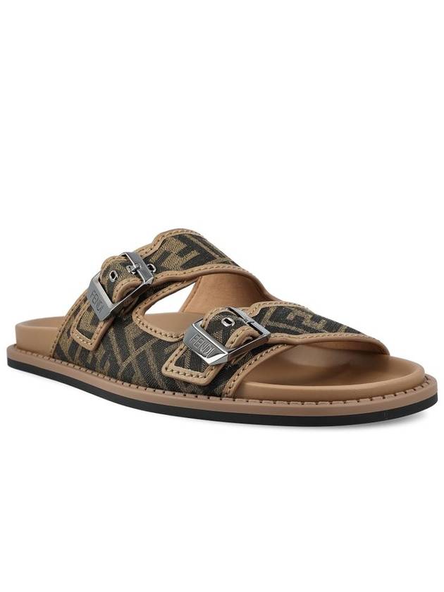 Men's Peel Jacquard Fabric Sandals Brown - FENDI - BALAAN 3