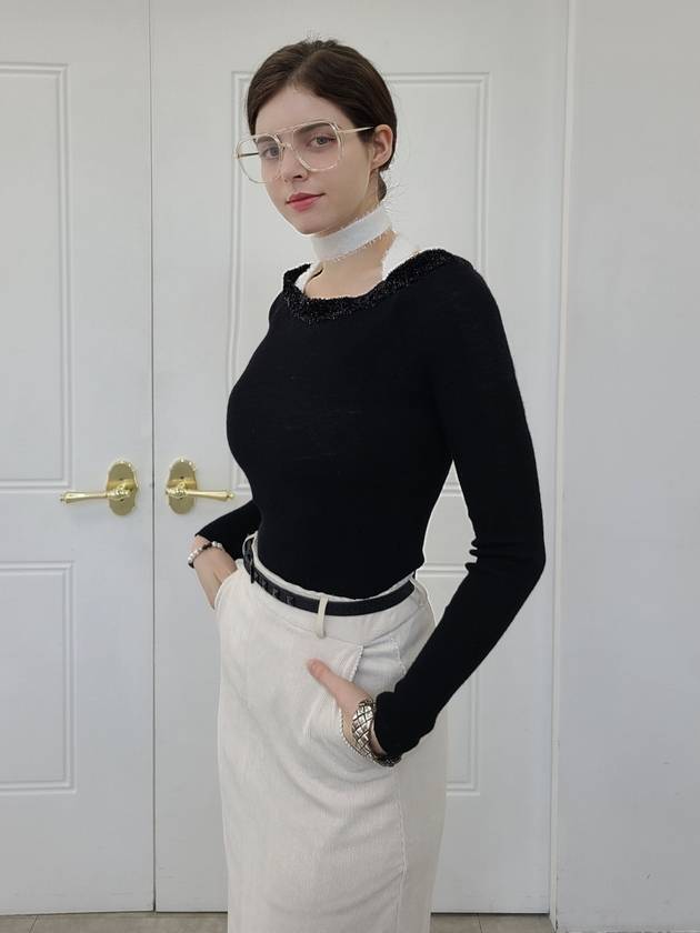e Women's Lace Point Corduroy H-Line Skirt Cream Ivory - PRETONE - BALAAN 6