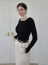 e Women's Angora Ribbon Halter Neck Style Tight Knit Top Black - PRETONE - BALAAN 3