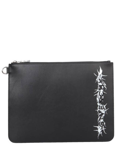 wire logo leather clutch bag black - GIVENCHY - BALAAN 2