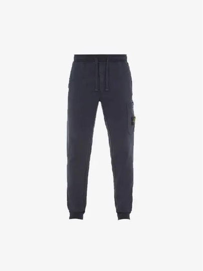 Men's Wappen Patch Cotton Fleece Track Pants Navy - STONE ISLAND - BALAAN 2