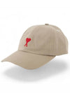 De Coeur Embroidered Logo Ball Cap Beige - AMI - BALAAN 3