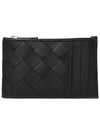 Intrecciato Zipped Card Case Black - BOTTEGA VENETA - BALAAN 2