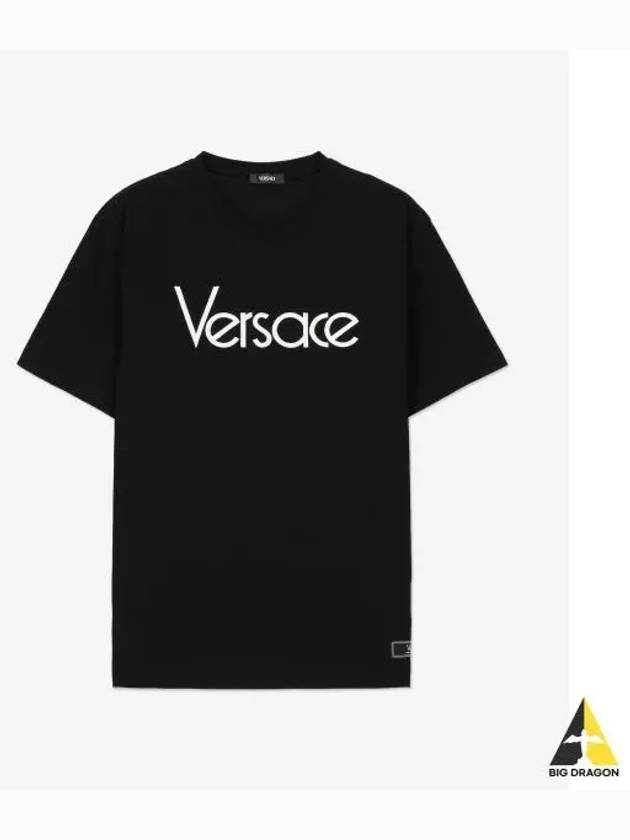 Logo Crewneck Short Sleeve T-Shirt Black - VERSACE - BALAAN 2