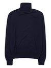 Heart Logo Wool Turtleneck Navy - AMI - BALAAN 3