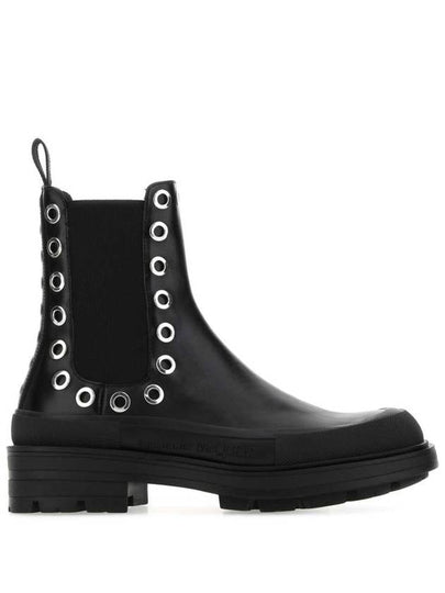 Eyelet Calfskin Stacked Ankle Chelsea Boots Black - ALEXANDER MCQUEEN - BALAAN 2