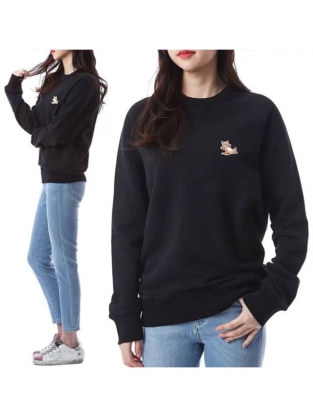 Chillax Fox Patch Classic Sweatshirt Black - MAISON KITSUNE - BALAAN 3