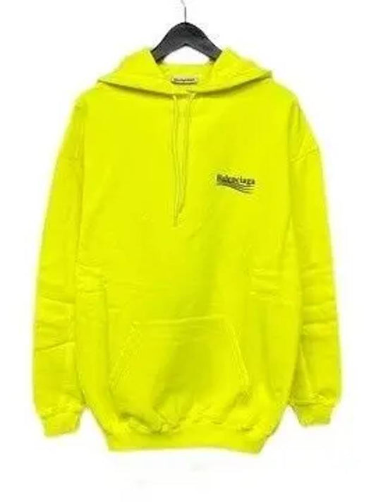 Women's Wave Logo Hooded Sweatshirt Neon Yellow - BALENCIAGA - BALAAN.