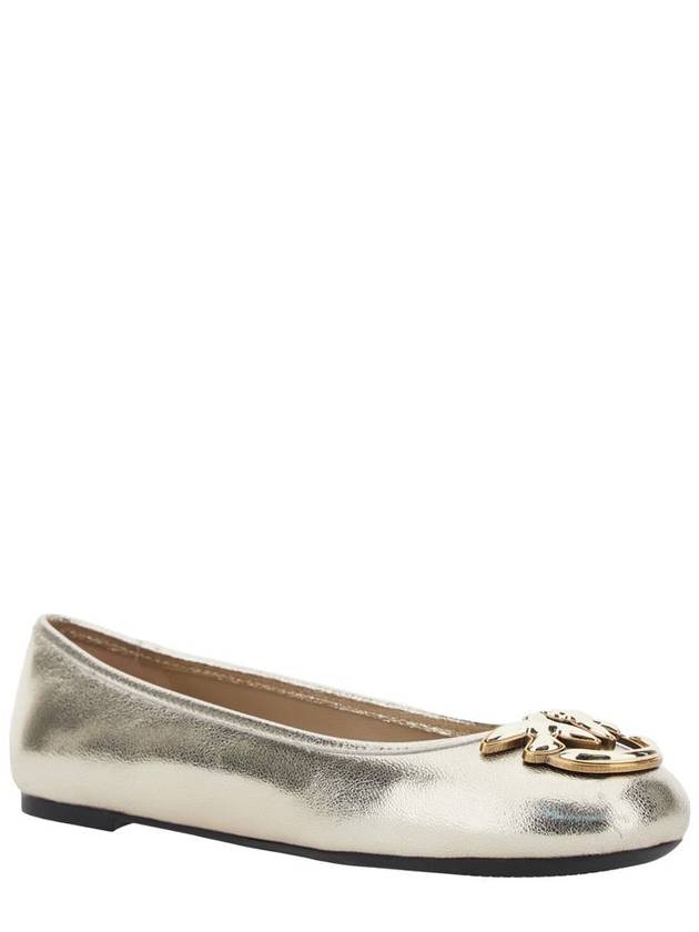 'Gioia 03' Metallic Ballet Shoes With Love Birds Diamond Cut Logo In Laminated Leather Woman - PINKO - BALAAN 2