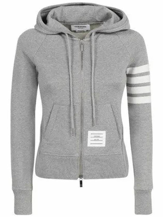 Engineered 4-Bar Stripe Loopback Jersey Knit Zip Up Hoodie Light Grey - THOM BROWNE - BALAAN 2