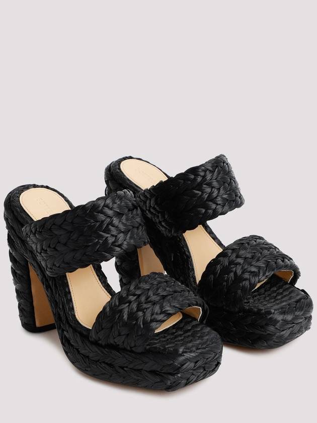 Trinity Weave Raffia Mule Heel Black - BOTTEGA VENETA - BALAAN 4