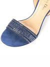 Dway Embroidered Cotton Sandals Heels Royal Blue - DIOR - BALAAN 8