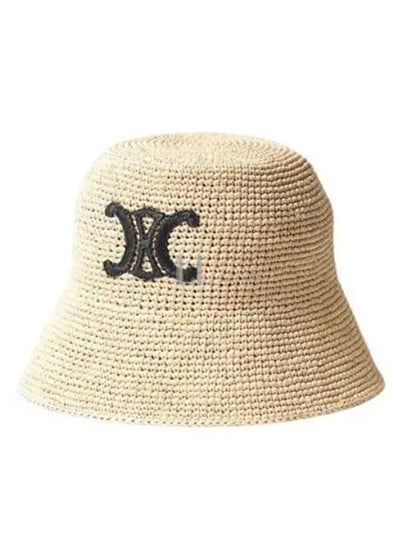 Triomphe Raffia Bucket Hat Natural Black - CELINE - BALAAN 2