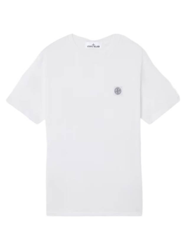 Fissato Effect Organic Cotton Jersey Short Sleeve T-Shirt White - STONE ISLAND - BALAAN 1